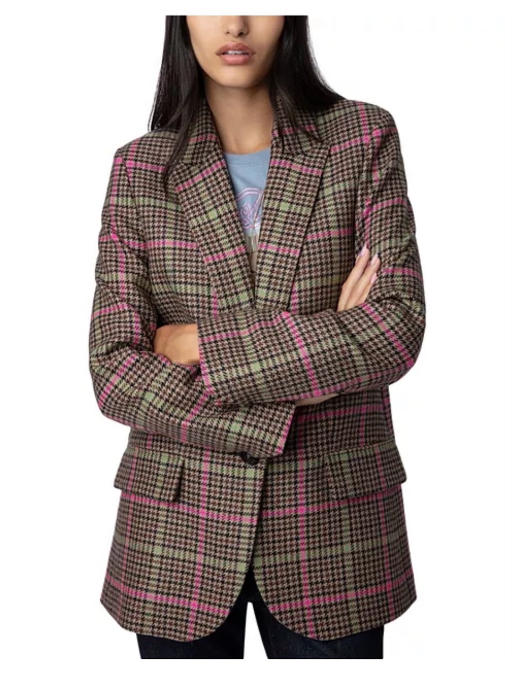 Womens Zadig and Voltaire Vow Blazer brown pink green size 38 (6)